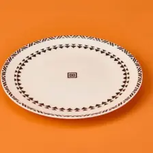 Evidea Kitchen Ethnic Pasta Tabağı - Siyah / Beyaz - 19 cm