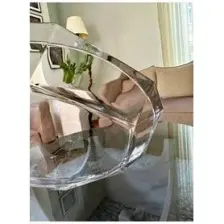 68217 Nude Reflection Serisi Kristal Cam Servis Tabağı, Sunumluk Tabak Crystallin