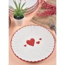 6 Adet Love Serisi Pasta Tabak Seti 21CM Kalp Desen