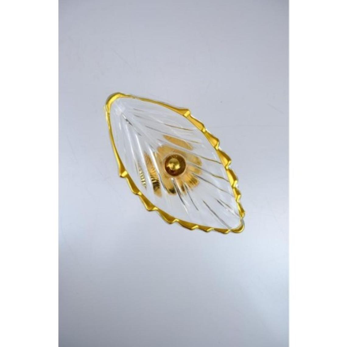 Digithome Leaf Ayaklı Oval Cam Servis Sunumluk Kurabiyelik Gold Yaldızlı 20 cm – C320.045