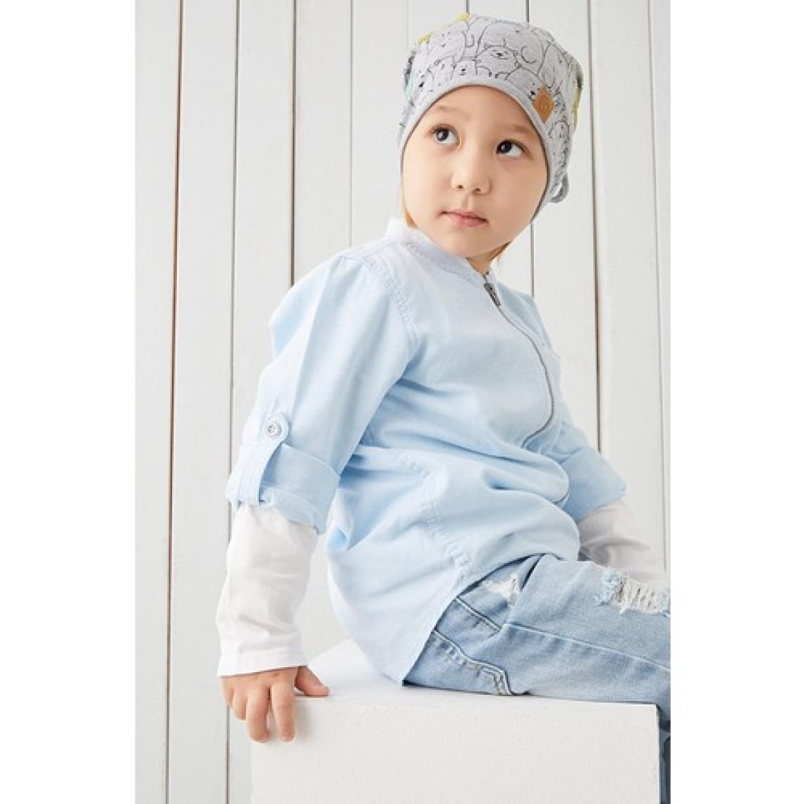 Babygiz Erkek Çocuk Gri İp 4 Mevsim Şapka Bere Buff Yumuşak Penye