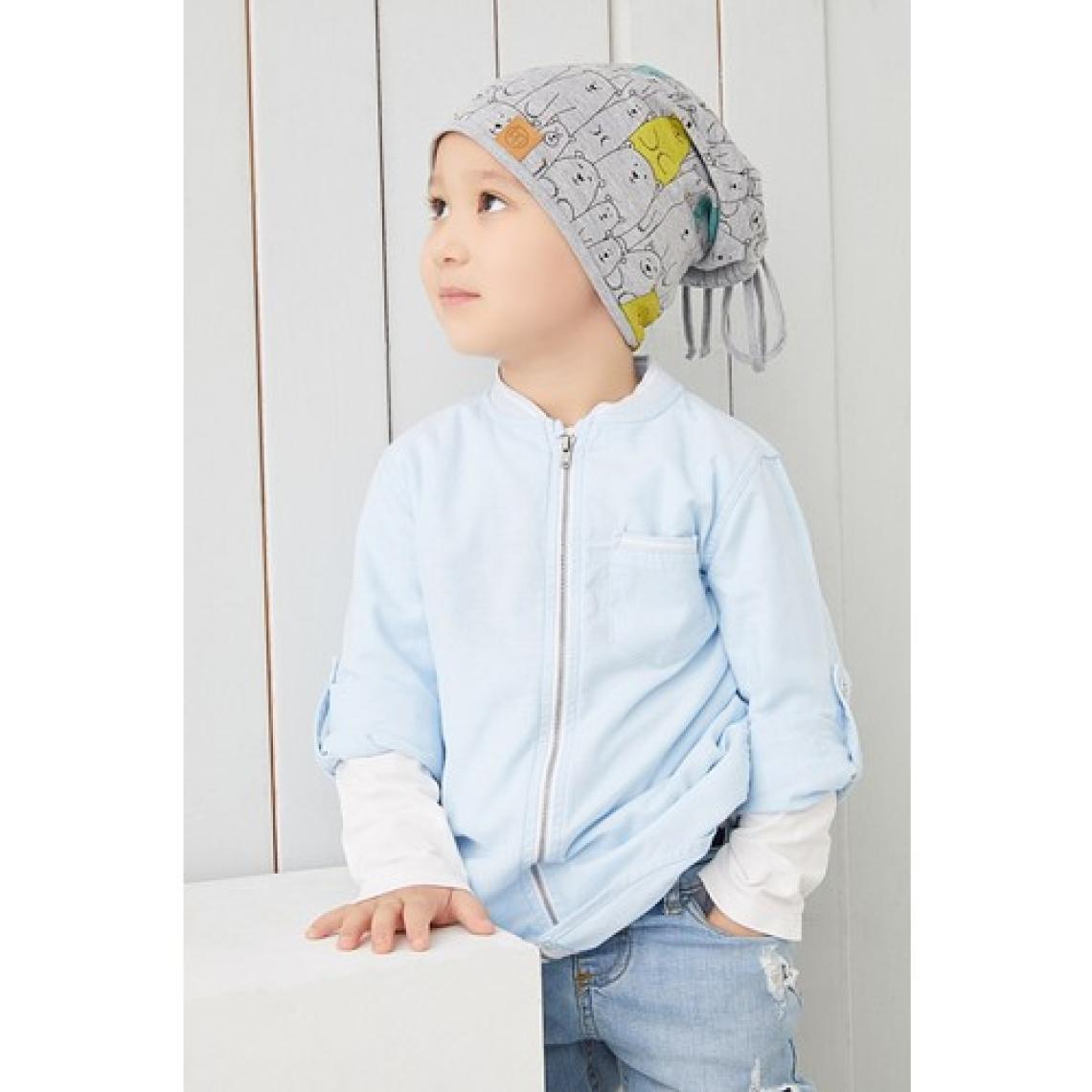 Babygiz Erkek Çocuk Gri İp 4 Mevsim Şapka Bere Buff Yumuşak Penye