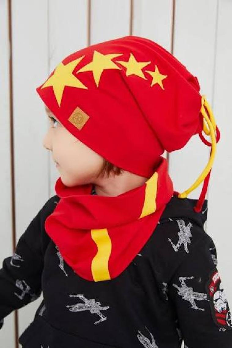 Babygiz Sarı Kırmızı Fanatik Şapka Bere Yumuşak Çift Katlı Spor Pamuklu Penye