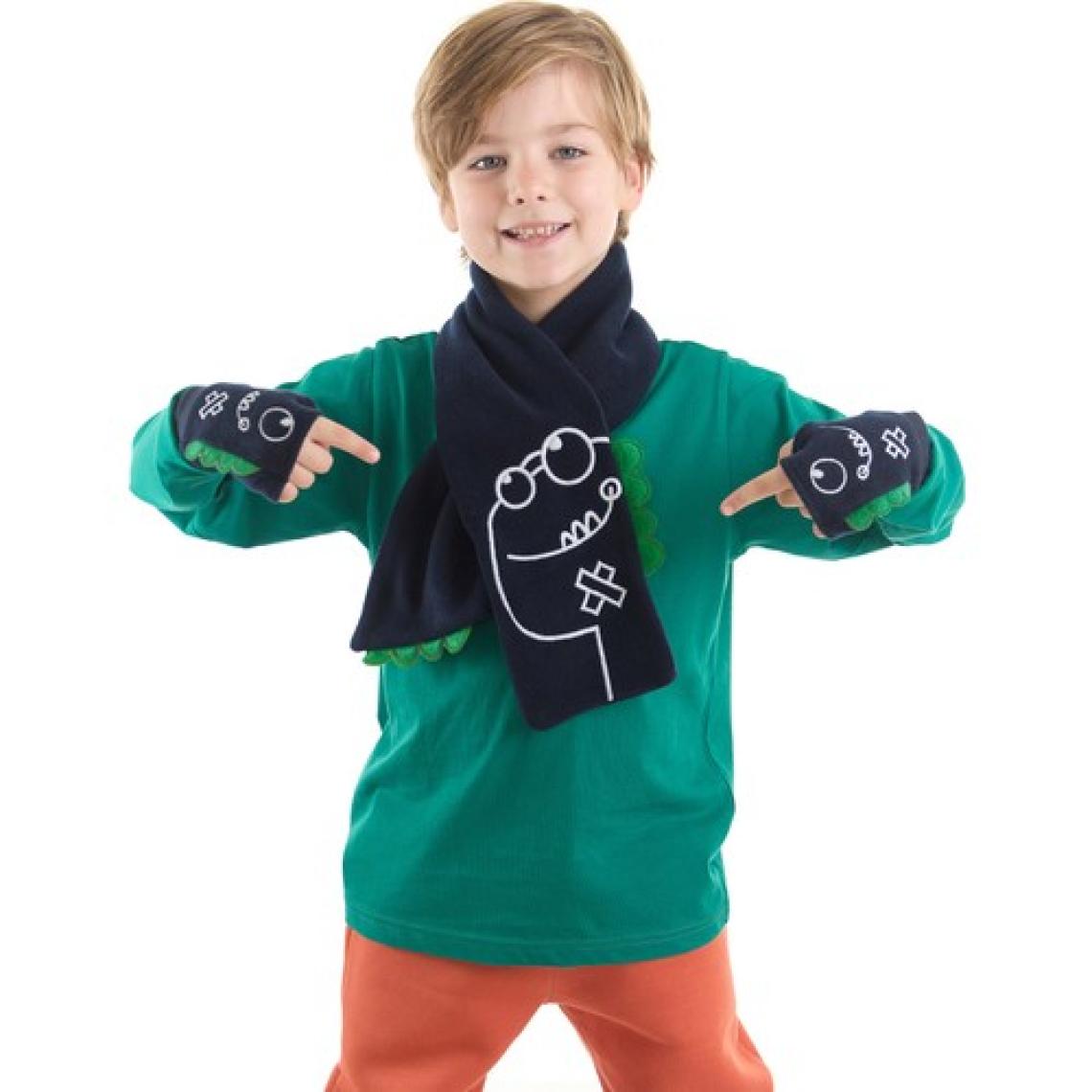 Denokids Tırtır Dino Erkek Çocuk Atkı - Eldiven Takım