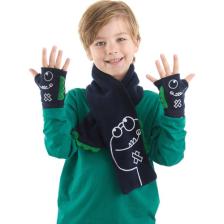 Denokids Tırtır Dino Erkek Çocuk Atkı - Eldiven Takım