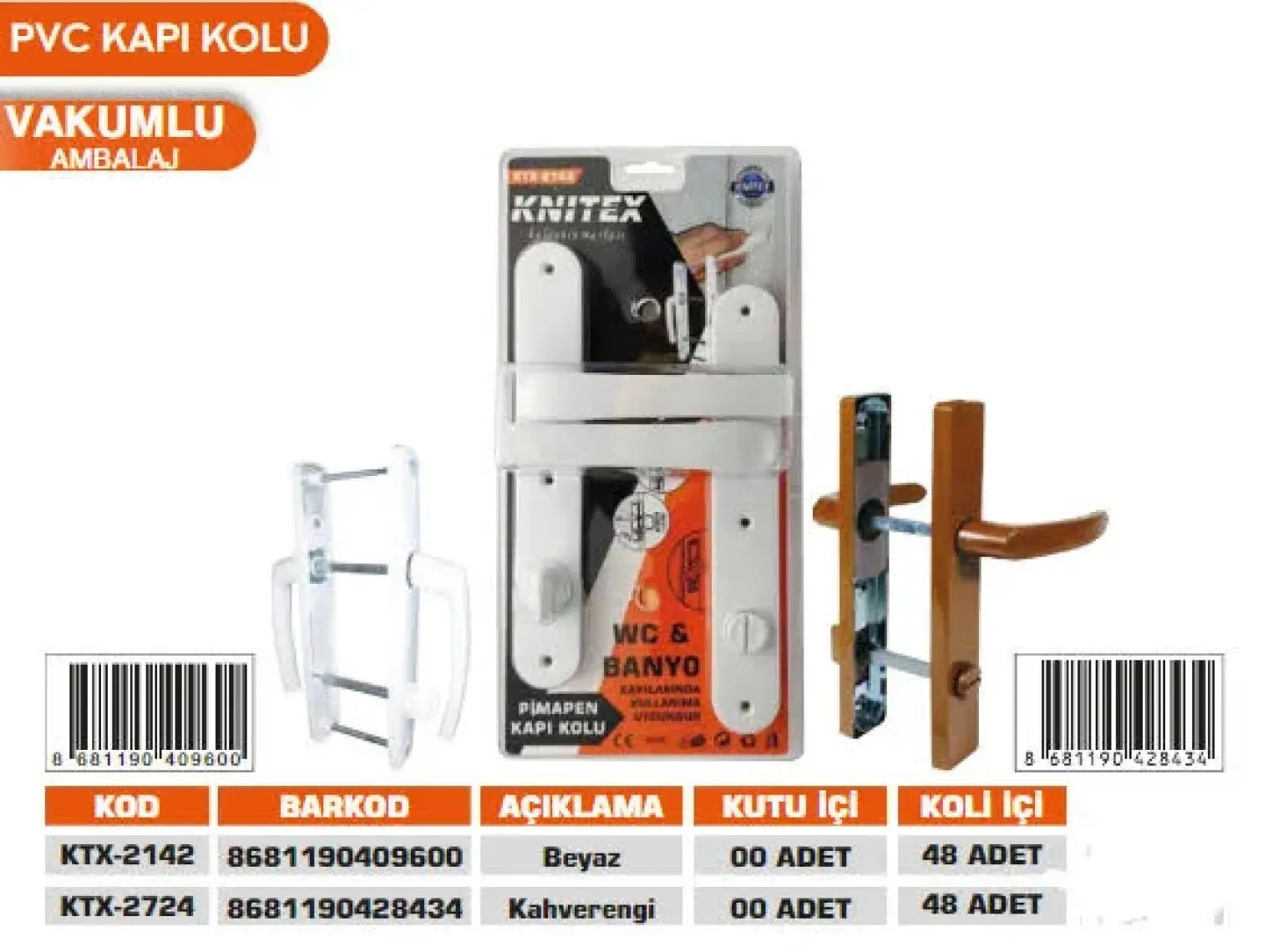 Knitex Kapı Kolu Pimapen Kahverengi Vakumlu Wc Banyo KTX2724