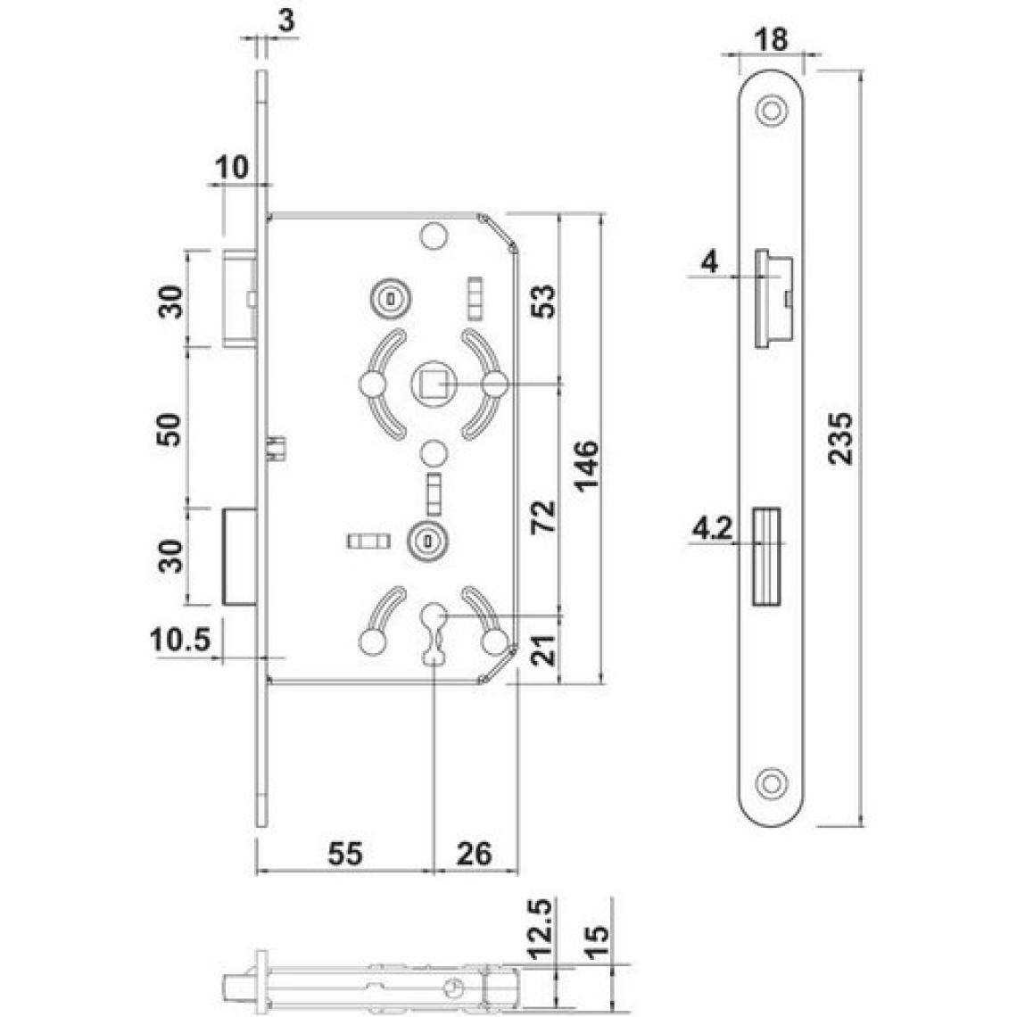Hafele Sessiz Oda Kilit 55X18MM Gümüş Sağ