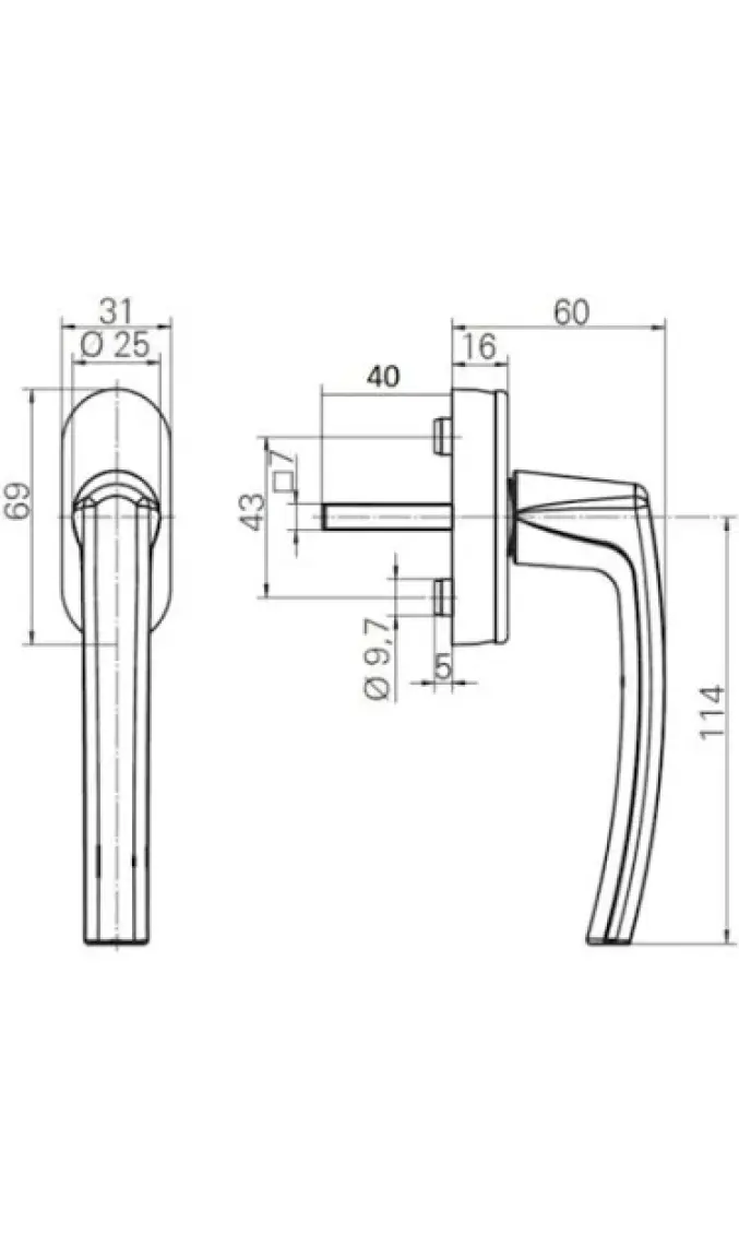 Roto Line Secustik Pencere Kolu Bronz
