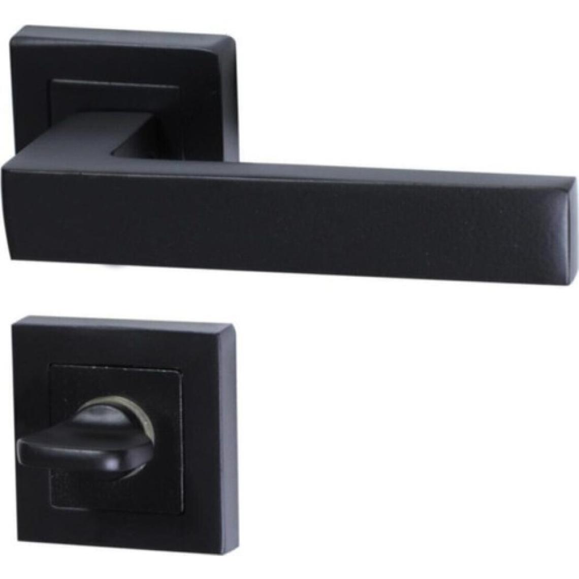 Merkezoğlu Ticaret Merkezoğlu Kare Rozetli Kapı Kolu 7'li Set (3+1 Daire Için Geçerli) Siyah