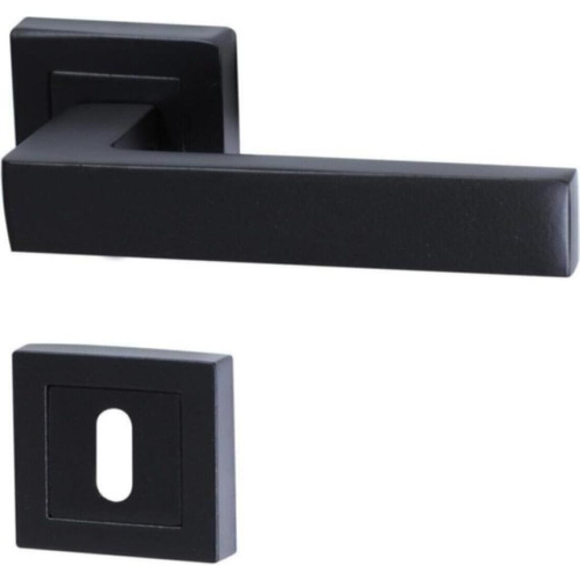 Merkezoğlu Ticaret Kare Rozetli Kapı Kolu 5'li Set (2+1 Ev Için Geçerli) Siyah