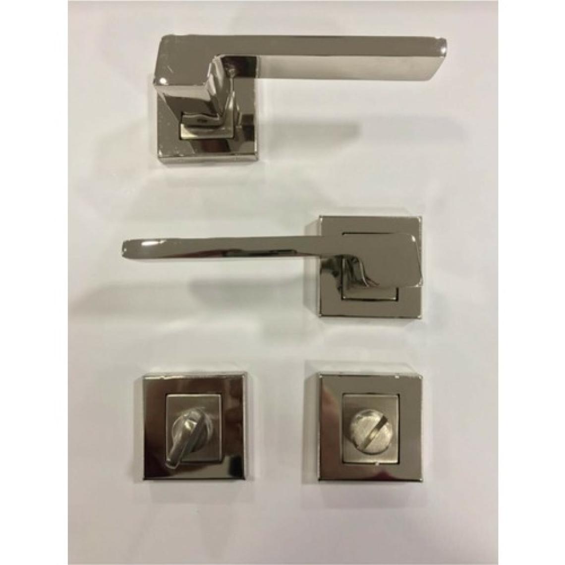 Sofuoğlu Anka Kare Rozetli Nikel Saten (Banyo-Wc Tipi) Kapı Kolu+Kilit Sistemi 2'li Set