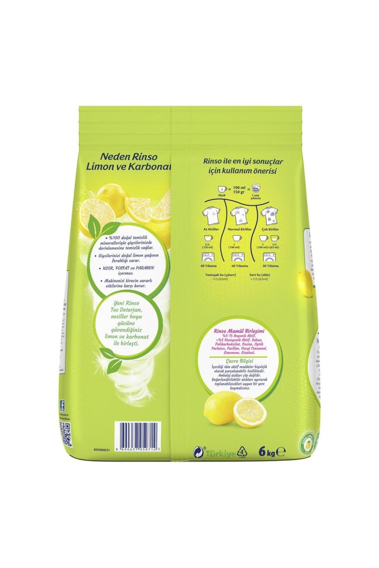 Rinso Limon ve Karbonat 6 kg Toz Deterjan