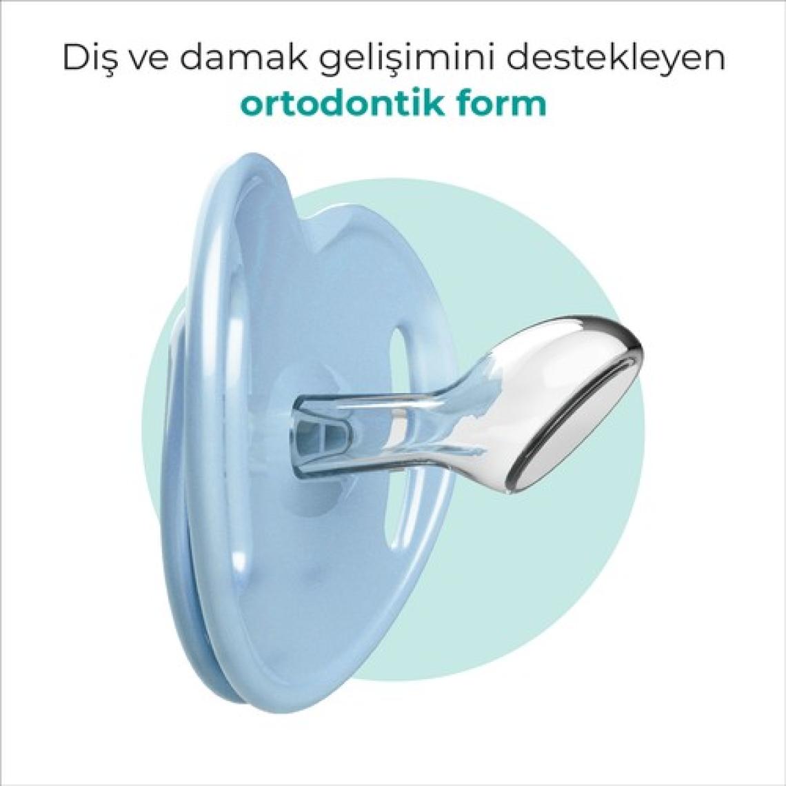 Mamajoo Ortodontik Damaklı Emzik, Powder Blue, 6+ Ay, Emzik Saklama & Sterilizasyon Kutulu, İkili Set