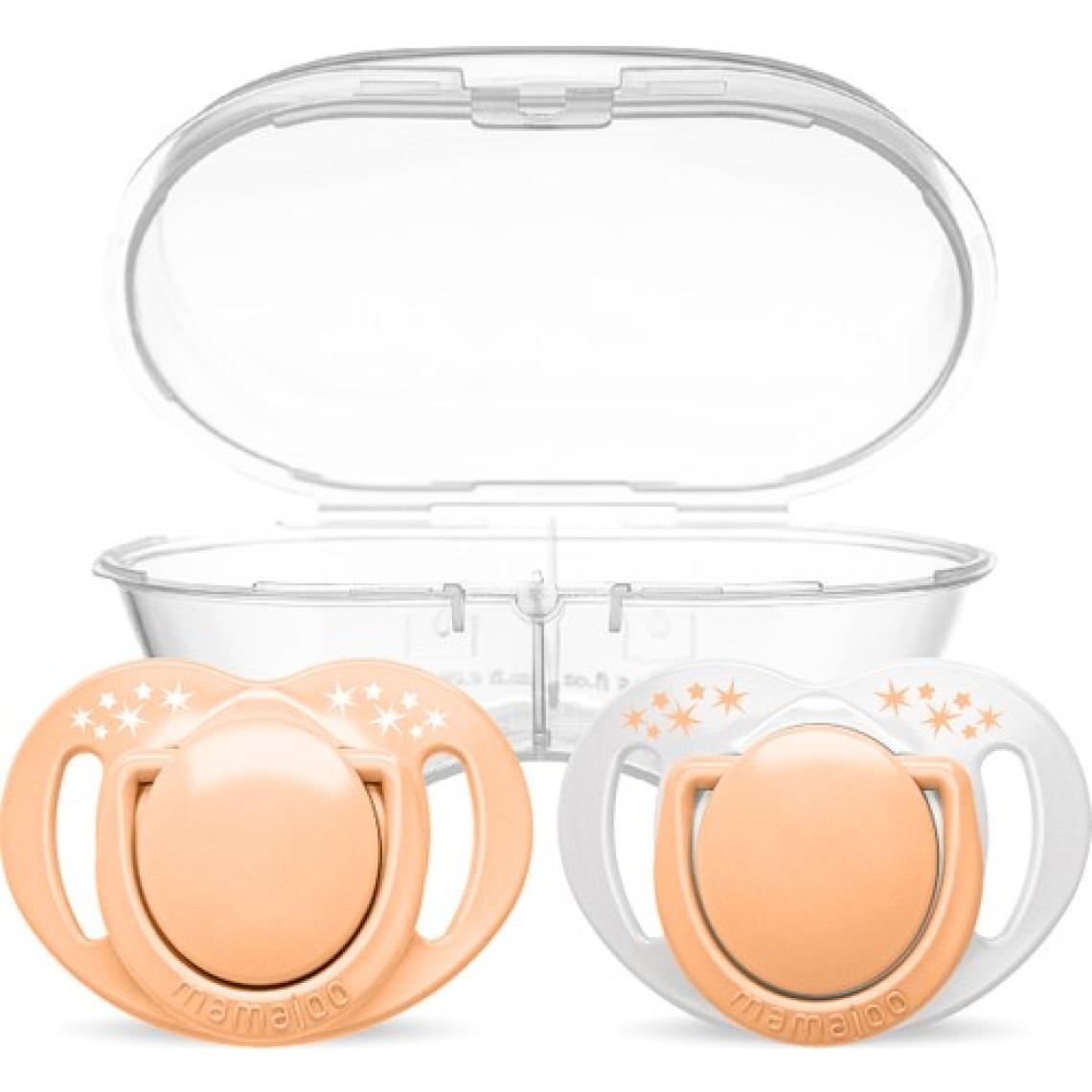 Mamajoo Ortodontik Damaklı Emzik, Powder Blush, 6+ Ay, Emzik Saklama & Sterilizasyon Kutulu, İkili Set