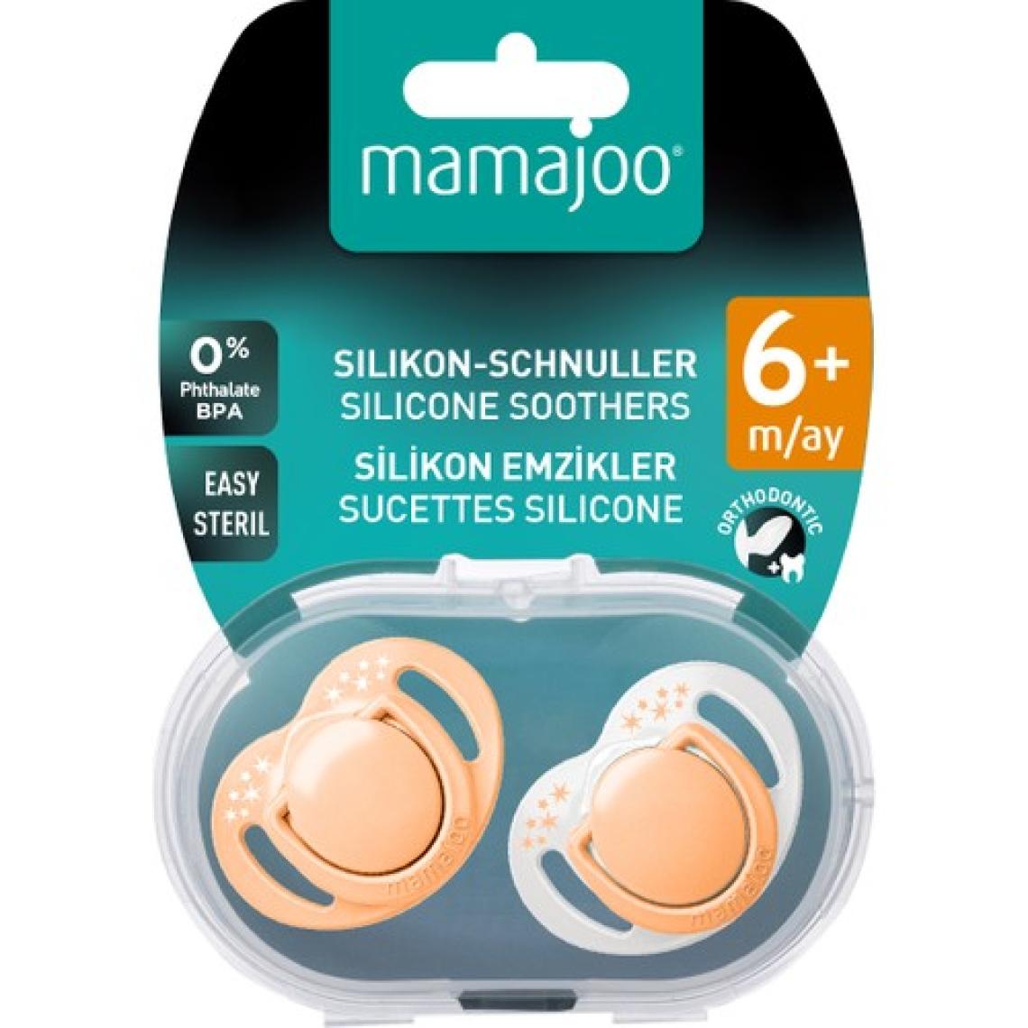 Mamajoo Ortodontik Damaklı Emzik, Powder Blush, 6+ Ay, Emzik Saklama & Sterilizasyon Kutulu, İkili Set