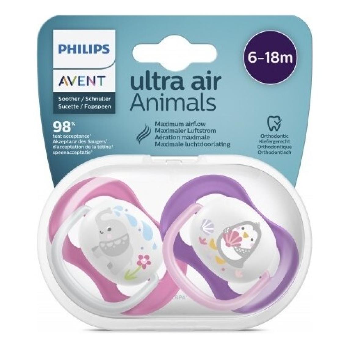 Philips Avent Ultra Air Animals 2li Desenli Emzik 6-18 Ay - Kız