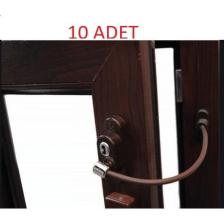 Kidmix Çelik Halatlı Pvc-Pencere Çocuk Emniyet Kilidi Koyu Kahve (10 Ad.)
