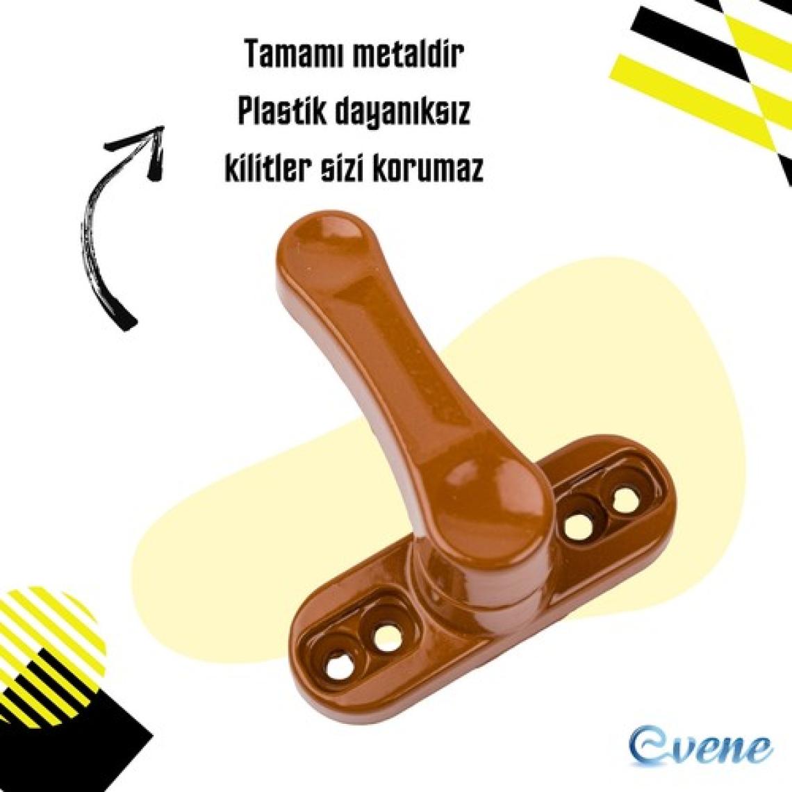 Evene Açık Kahverengi Pencere Emniyet Kilidi 2 Adet Çocuk Hırsız Kilidi Çekmeli Metal Kilit