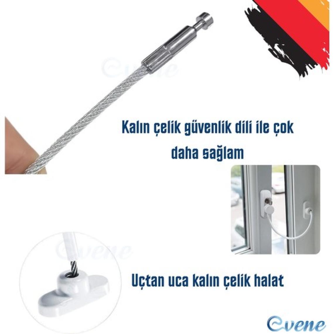 Evene Beyaz Pencere Kilidi 10 Adet Halatlı Çocuk Güvenlik Emniyet Hırsız Pimapen Pvc Kapı Bebek Pimapen Kilidi