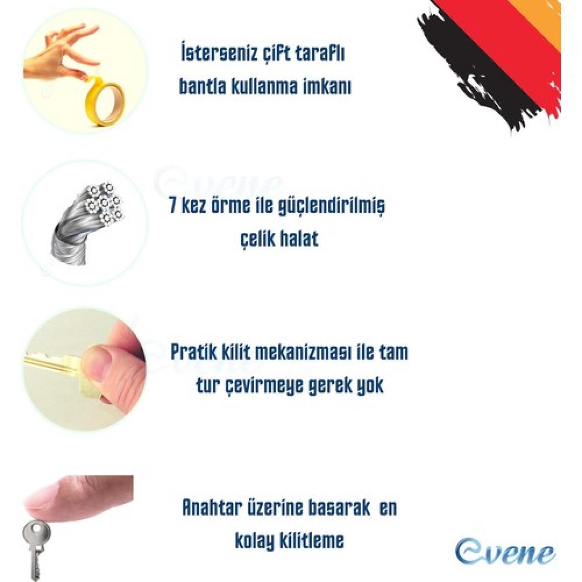 Evene Beyaz Pencere Kilidi 10 Adet Halatlı Çocuk Güvenlik Emniyet Hırsız Pimapen Pvc Kapı Bebek Pimapen Kilidi
