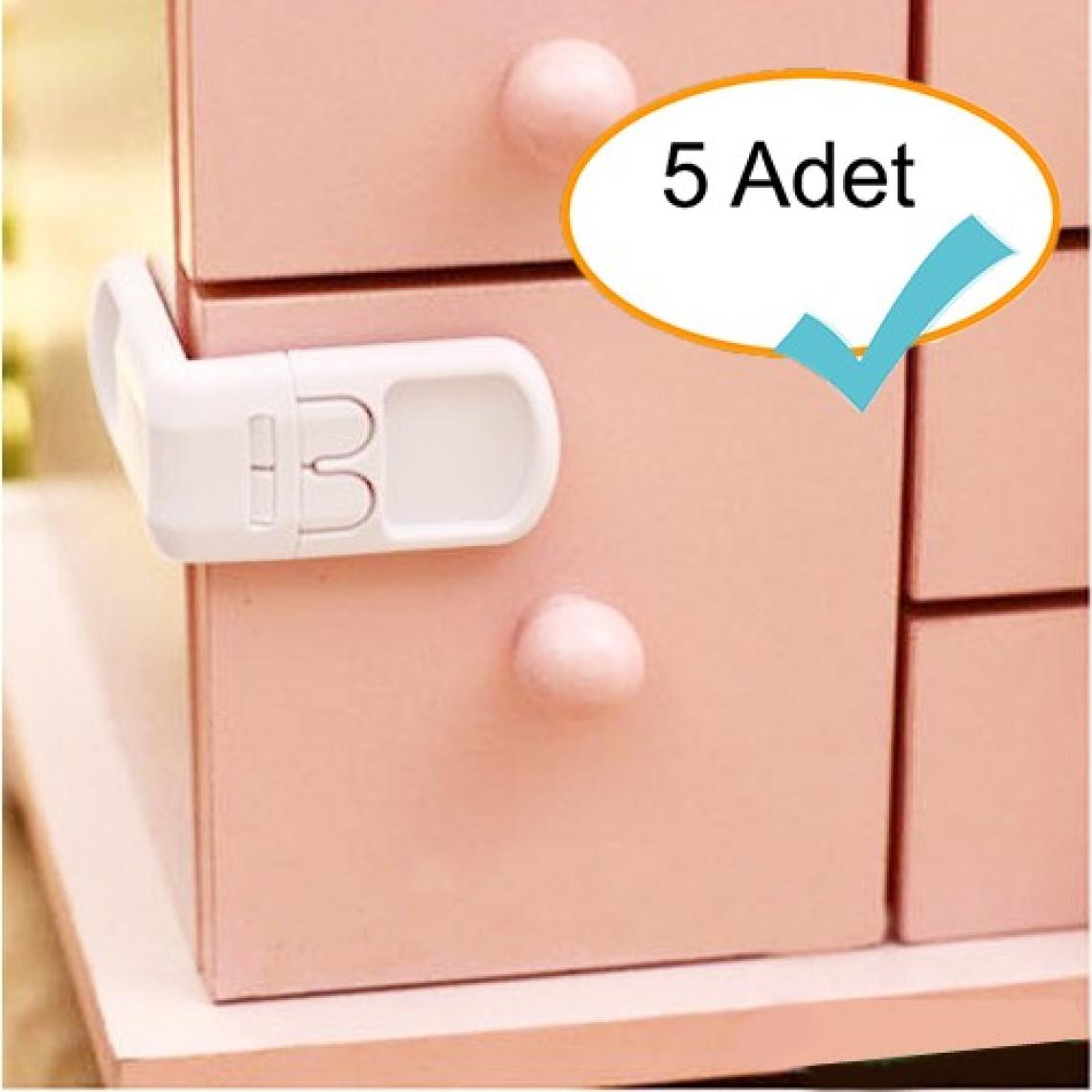 Evokids Çift Butonlu Çekmece Kilidi Beyaz ( 5 Adet )