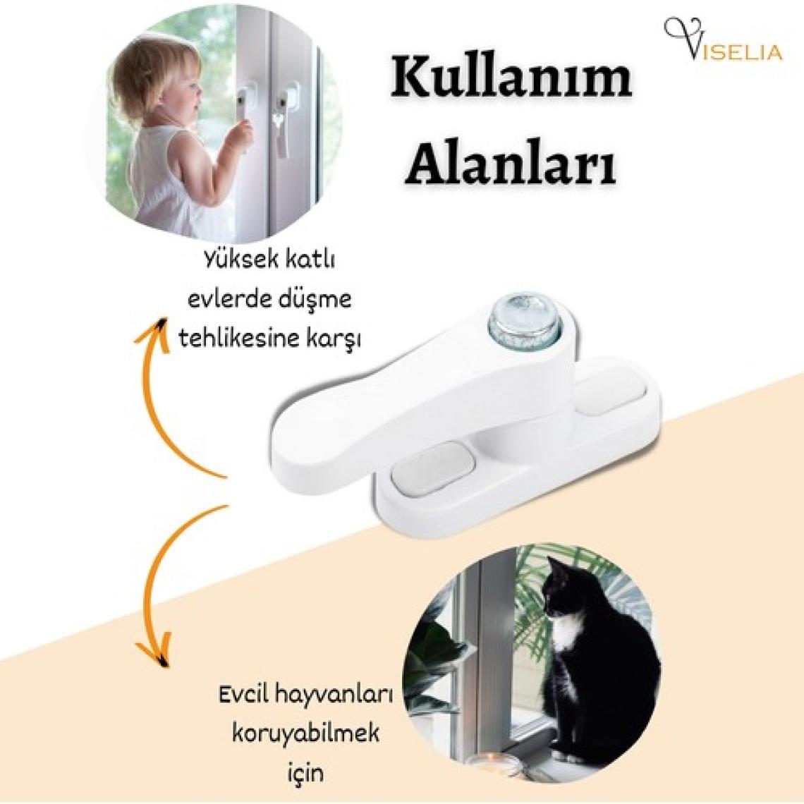 Viselia Pencere Emniyet Kilidi Güvenlik Kilit Düğmeli Pencere Kilit