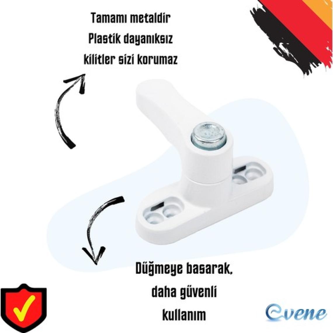 Evene Beyaz Pencere Kilidi 2 Adet Düğmeli Çocuk Güvenlik Emniyet Hırsız Pimapen Pvc Kapı Bebek Kilidi