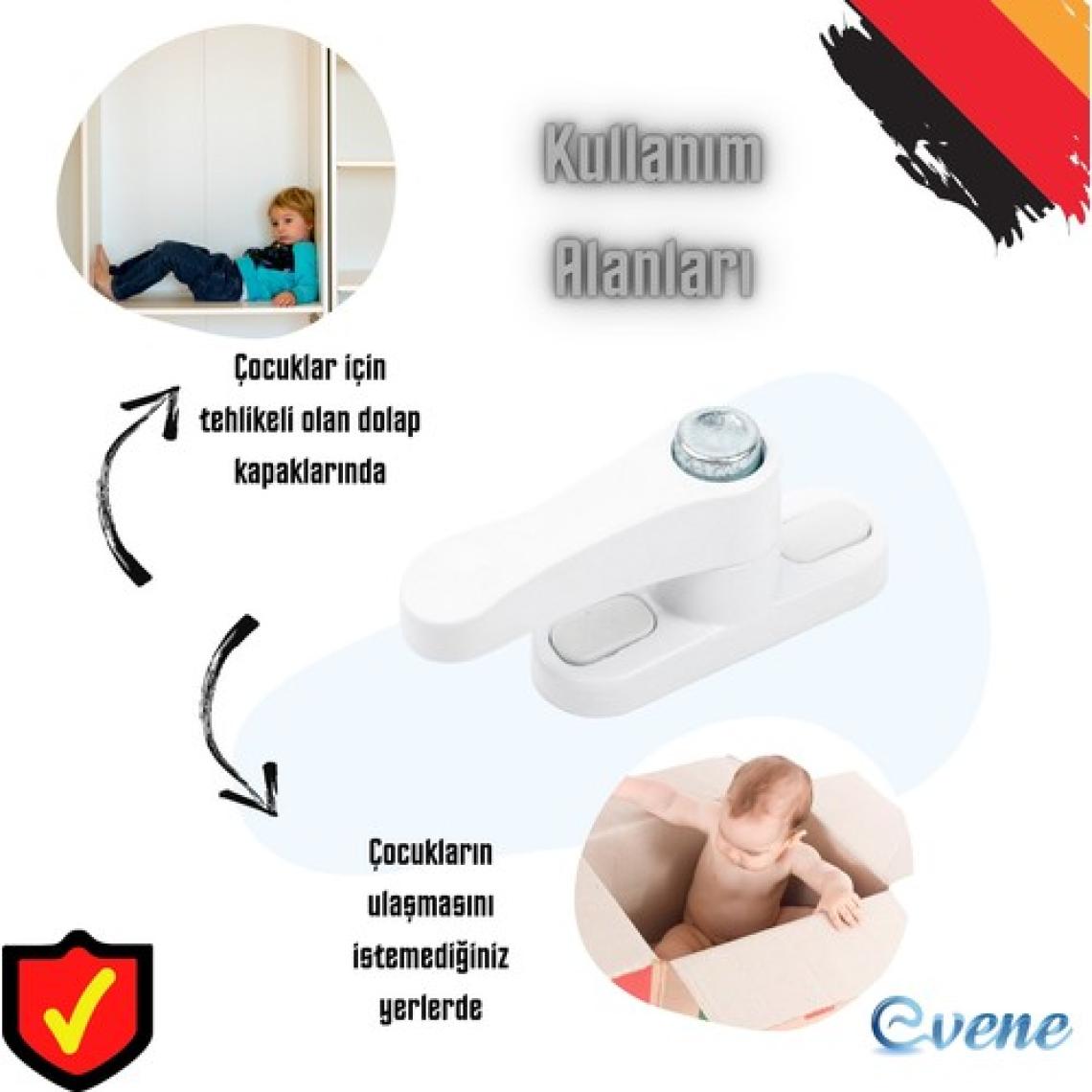 Evene Beyaz Pencere Kilidi 2 Adet Düğmeli Çocuk Güvenlik Emniyet Hırsız Pimapen Pvc Kapı Bebek Kilidi