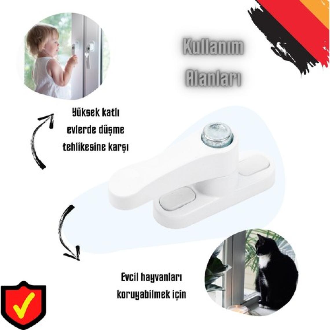 Evene Beyaz Pencere Kilidi 2 Adet Düğmeli Çocuk Güvenlik Emniyet Hırsız Pimapen Pvc Kapı Bebek Kilidi
