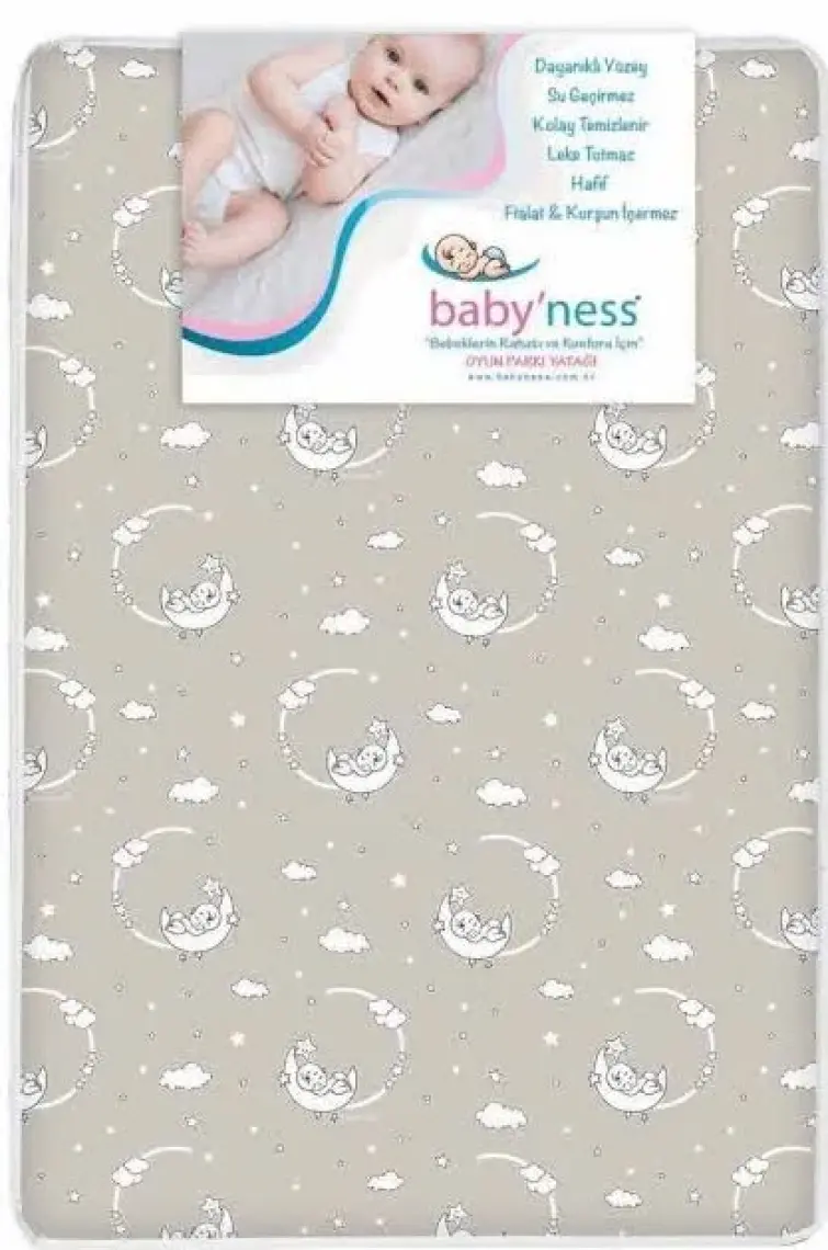 Babyness Bebek Oyun Parkı Yatağı Sıvı Geçirmez Leke Tutmaz Desenli Sünger Yatak