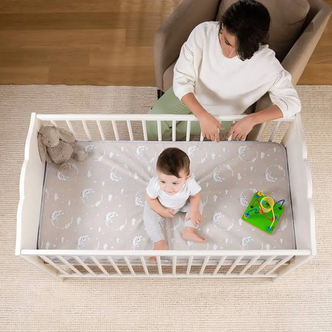 Babyness Bebek Oyun Parkı Yatağı Sıvı Geçirmez Leke Tutmaz Desenli Sünger Yatak