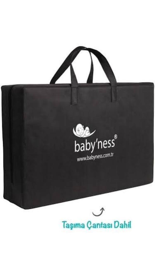 Baby'ness Katlanır Bebek Yatağı Çantalı Taşınabilir Oyun Parkı Yatağı Sıvı Geçirmez Leke Tutmaz