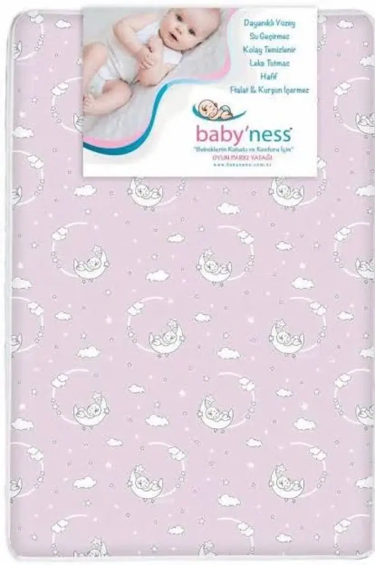 Babyness Bebek Oyun Parkı Yatağı Sıvı Geçirmez Leke Tutmaz Desenli Sünger Yatak