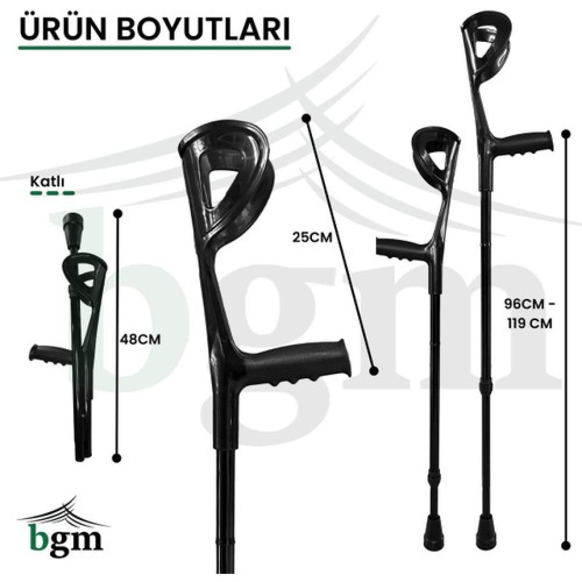 BGM Kanedyen Katlanabilir Baston Değnek- Koltuk Değneği Yüksek Kalite Ortopedik Yürüme Desteği -1 Çift