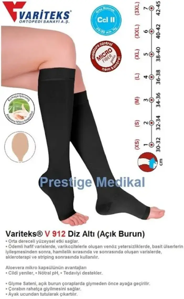 Diz Altı Çorabı (açık Burun) Orta Basınçlı Bej Ref 912