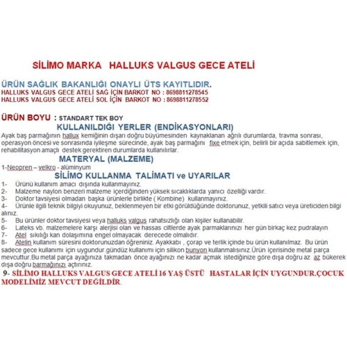 Silimo Gece Ateli Hallux Düzeltici Ayak Baş Parmak Kemiği 2 Adet
