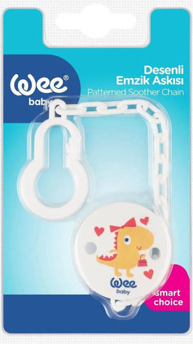 Wee Baby Desenli Emzik Askısı - Pembe Dinozor