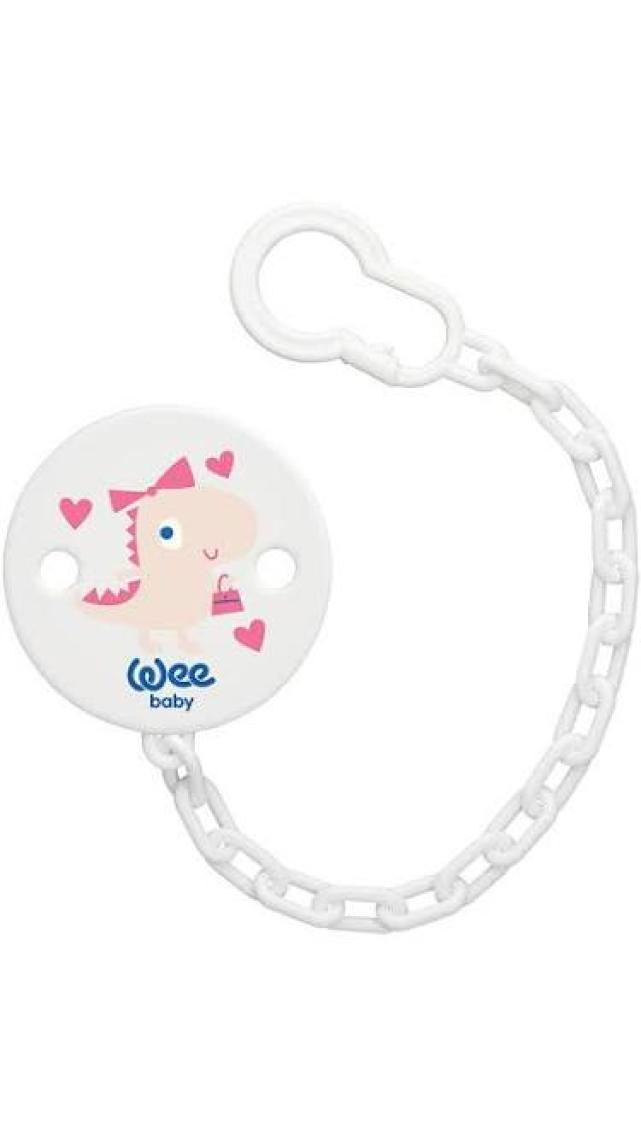Wee Baby Desenli Emzik Askısı - Pembe Dinozor