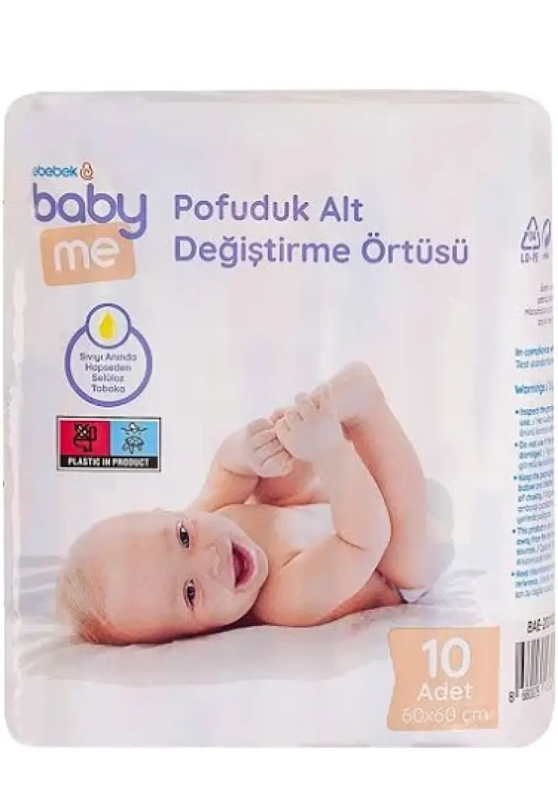Baby Me Pofuduk Alt Değiştirme Örtüsü 10 Adet 60*60