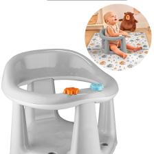 Vakum Tabanlı Bebek Mama Sandalye Oturağı Oyuncaklı Banyo Oturağı Alt Açma Örtüsü Hediyeli Gri