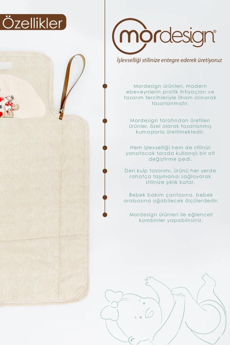 mordesign Bebek Çanta Alt Açma Minderi, Alt Değiştirme Pedi, Taşınabilir Bakım Çantası, Animal Seri,