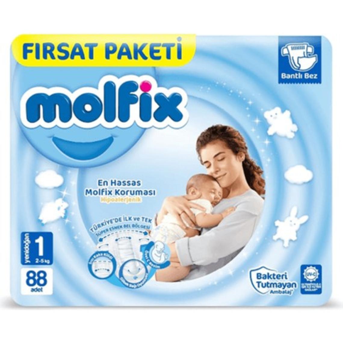 Molfix Bebek Bezi 1 Beden Yenidoğan 2-5 Kg 88li Fırsat Paketi