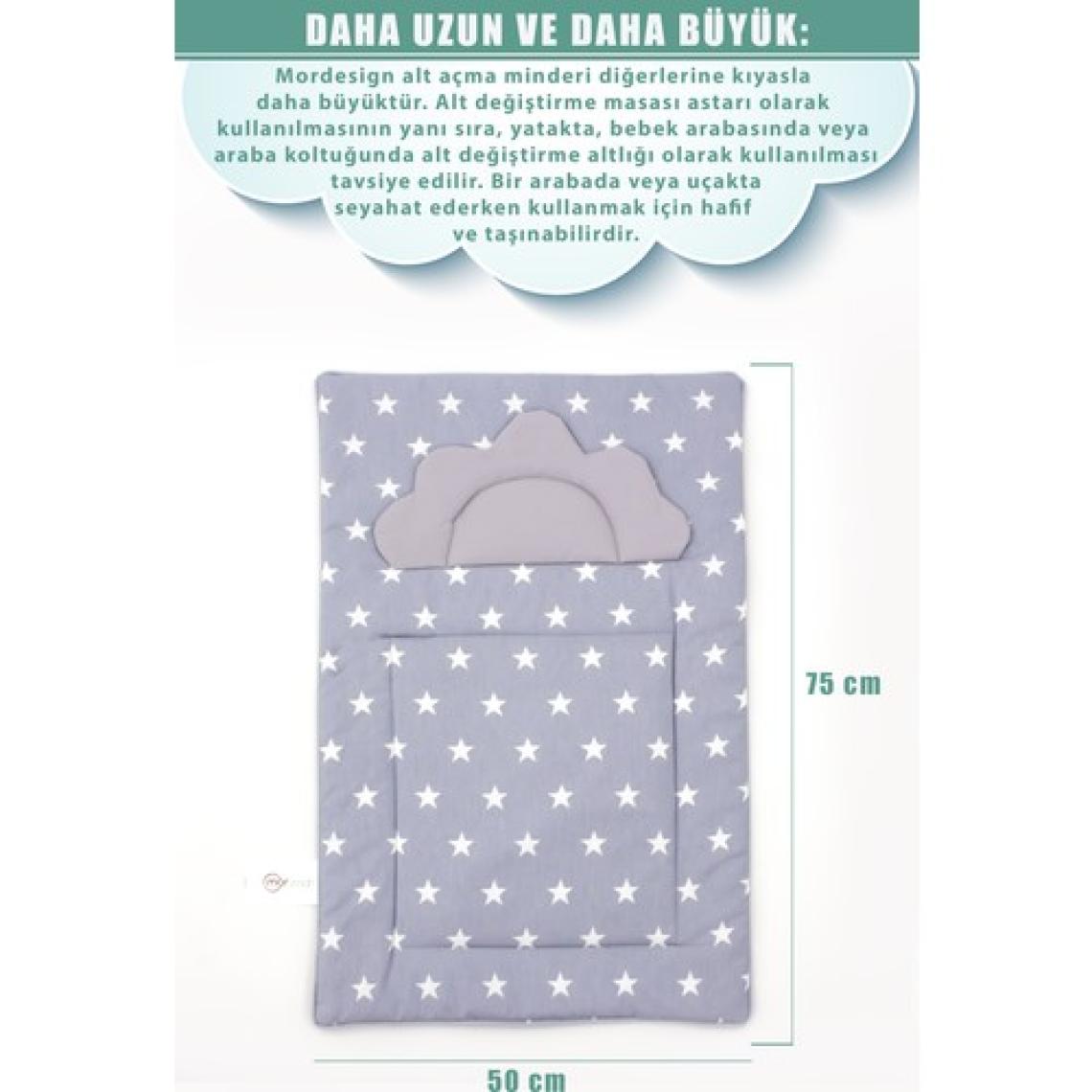 Mordesign Bebek Alt Açma Minderi, Yıkanabilir, Elyaf Dolgulu Alt Değiştirme Pedi, Yıldız Serisi