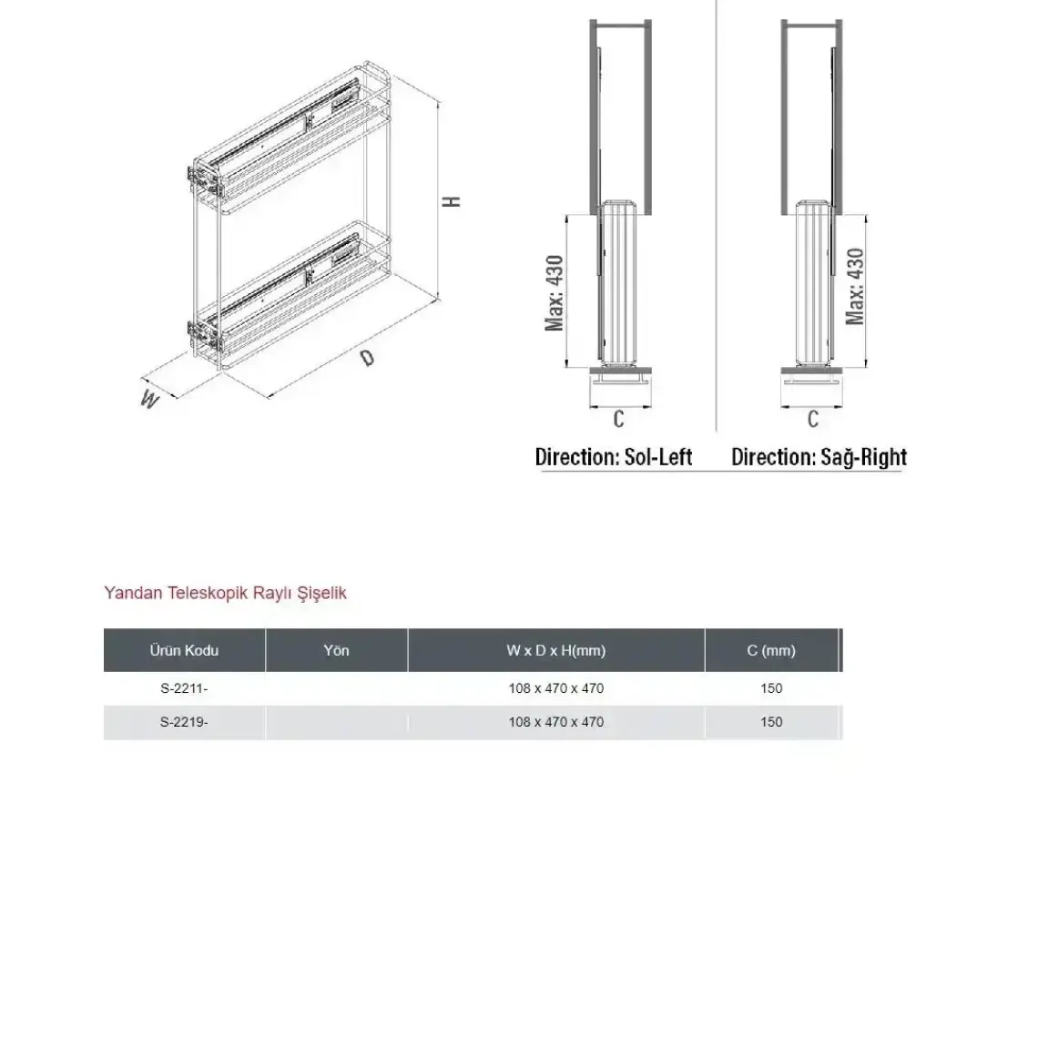 Starax 2211 Yandan Raylı Şişelik 11 cm