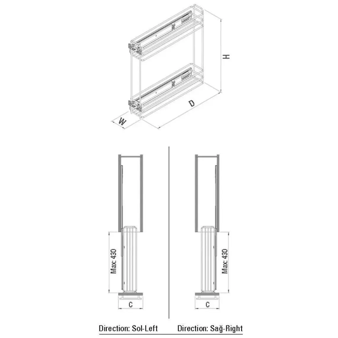Starax 2211 Yandan Raylı Şişelik 11 cm