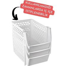 Open Home 4 Adet Çok Amaçlı Dolap Içi, Evye Altı ve Buzdolabı Içi Katlı Düzenleyici Beyaz