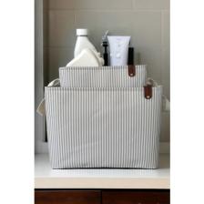 Prendi Home Gri Çizgili Çok Amaçlı Dolap Içi Oyuncak  Saklama Kutusu Sepeti Organizer 2'li 18X22X30-37X27X25