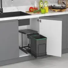 Starax Antrasit Teleskopik Raylı Plastik Gövde Çöp Kovası 16+1 Lt S-2391-A -