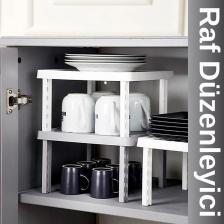 Viyalente 3'lü Kare Plastik Raf Düzenleyici Raf Yükseltici Dolap İçi Organizer