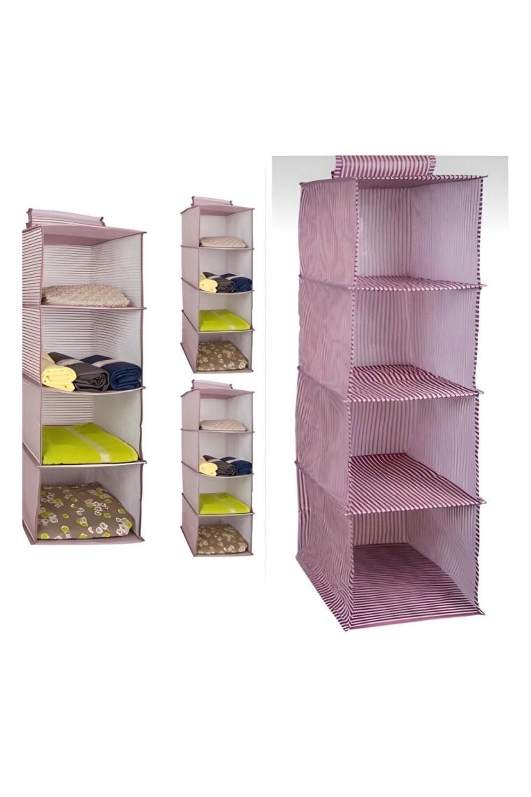 Bifirsat Dolap Içi Düzenleyiciler 4 Gözlü Katlanabilir Bez Raf Organizer 68 cm x 30 cm x 24 cm